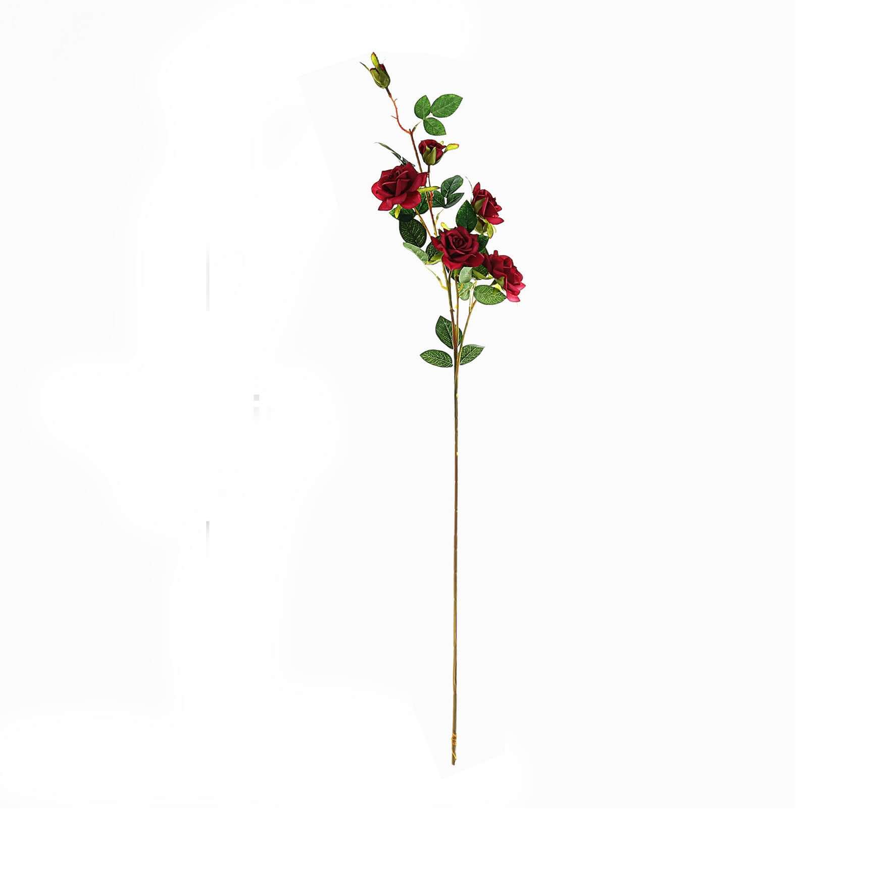 2 Stems 38 Tall Artificial Red Rose Bouquet, Realistic Silk Flower Arrangements