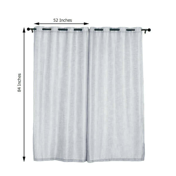 2 Pack Handmade Silver Faux Linen Curtains 52x84, Curtain Panels With Chrome Grommets