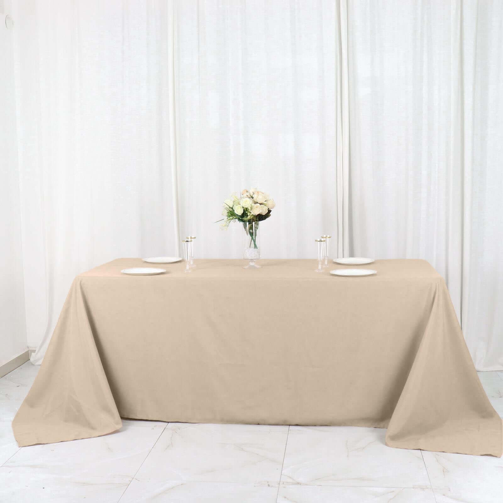 Polyester 90x132 Rectangle Tablecloth Nude - Seamless Wrinkle-Resistant Table Cover