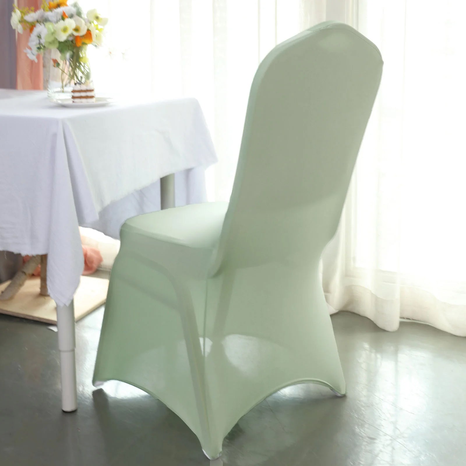 10 Pack Spandex Chair Covers for Banquet Chairs Sage Green - Durable Reusable Stretch Slip-On Covers