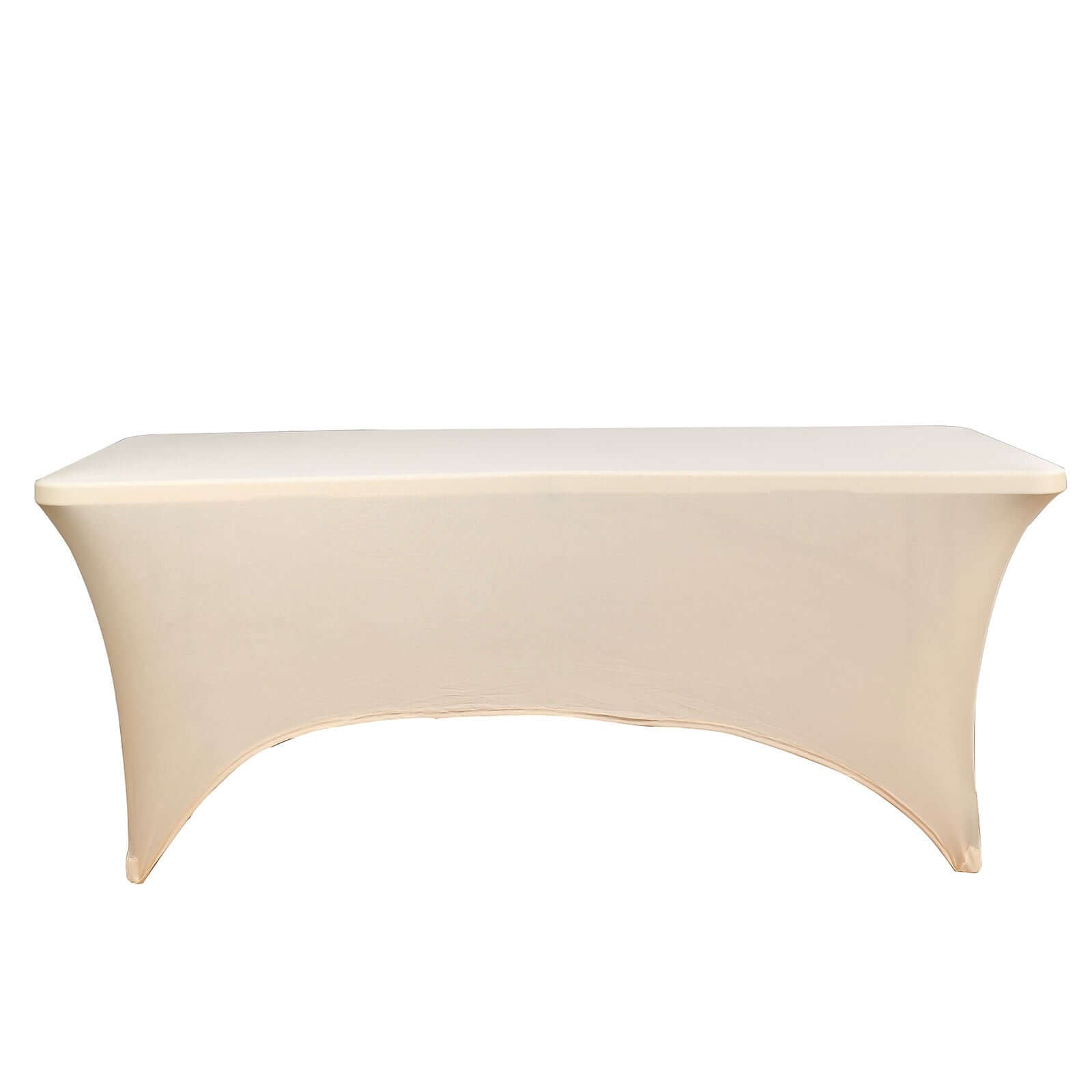 Stretch Spandex 6ft Rectangle Tablecloth Beige - Durable Form-Fitting Table Cover for Events & Presentations