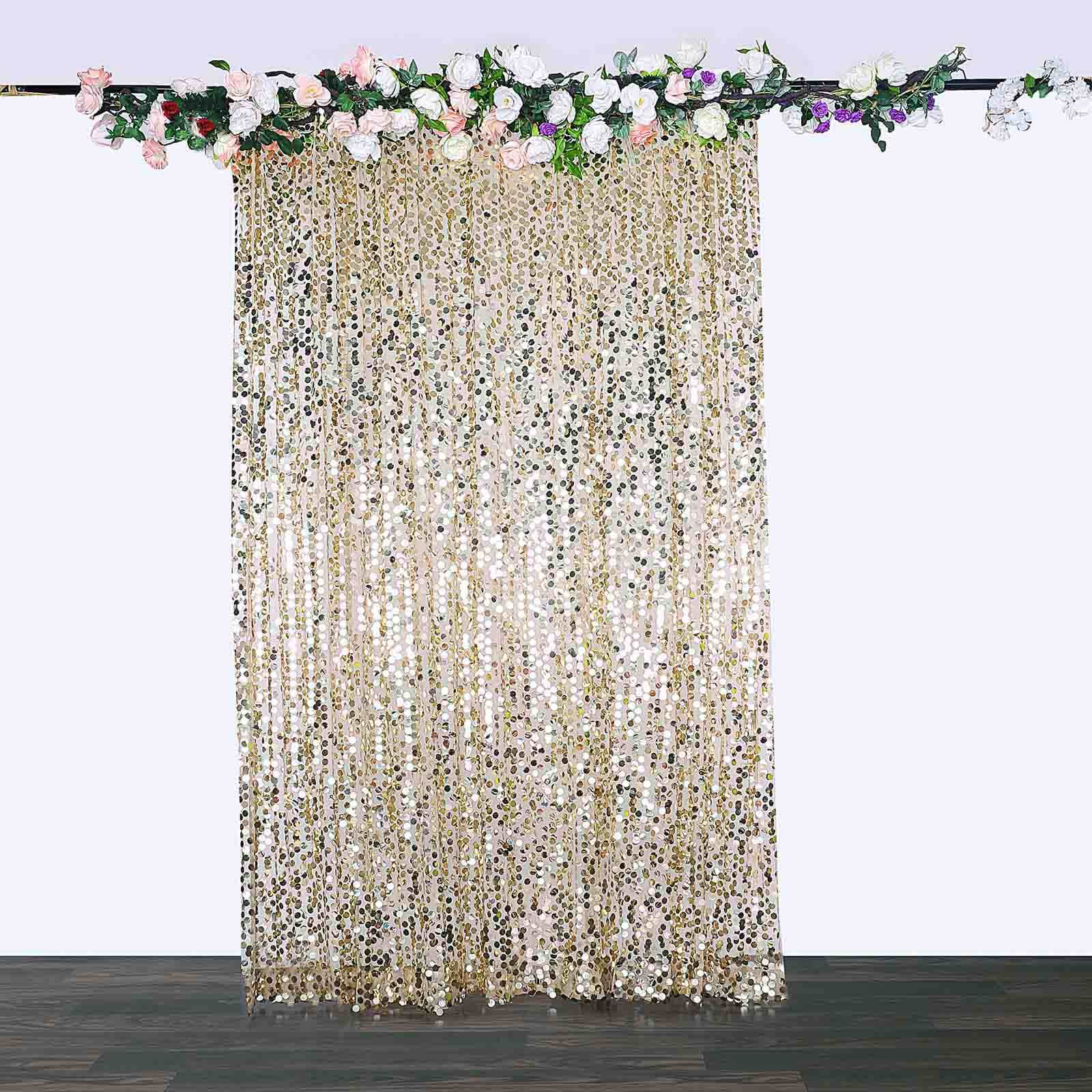 8ftx8ft Champagne Big Payette Sequin Event Curtain Drapes, Backdrop Event Panel