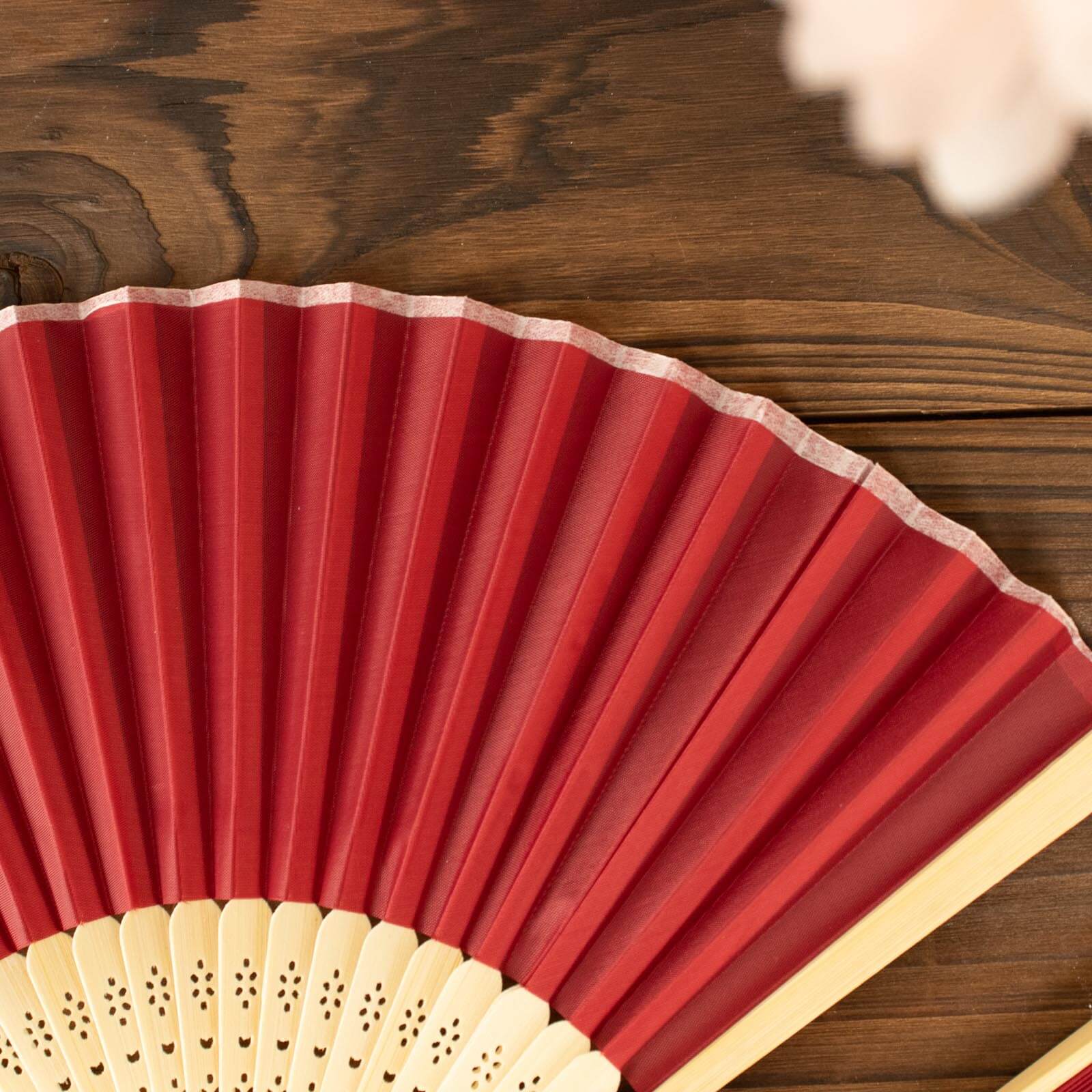 5 Pack Red Asian Silk Folding Fans Party Favors, Oriental Folding Fan Favors