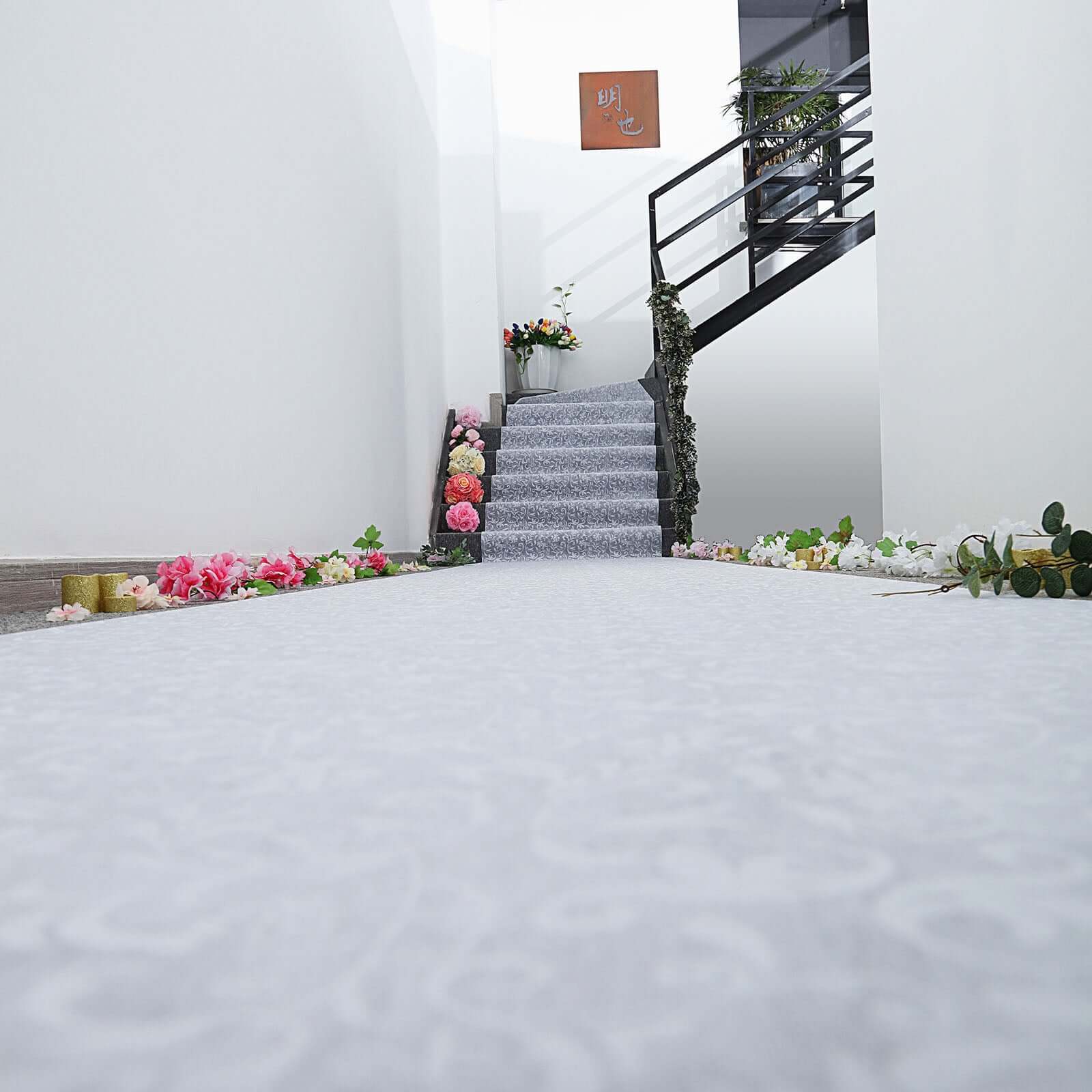 36x50ft White Floral Lace Aisle Runner