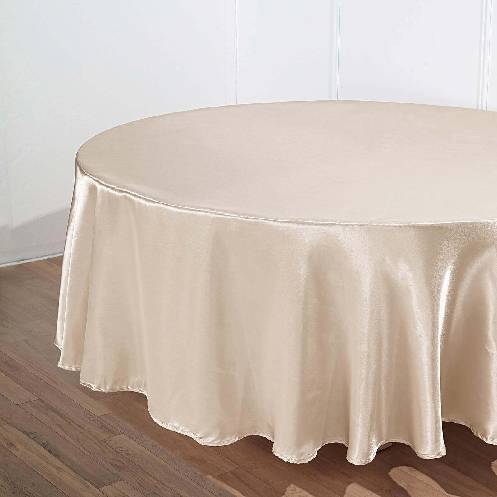 Satin 90 Round Tablecloth Beige - Smooth and Lustrous Table Cover