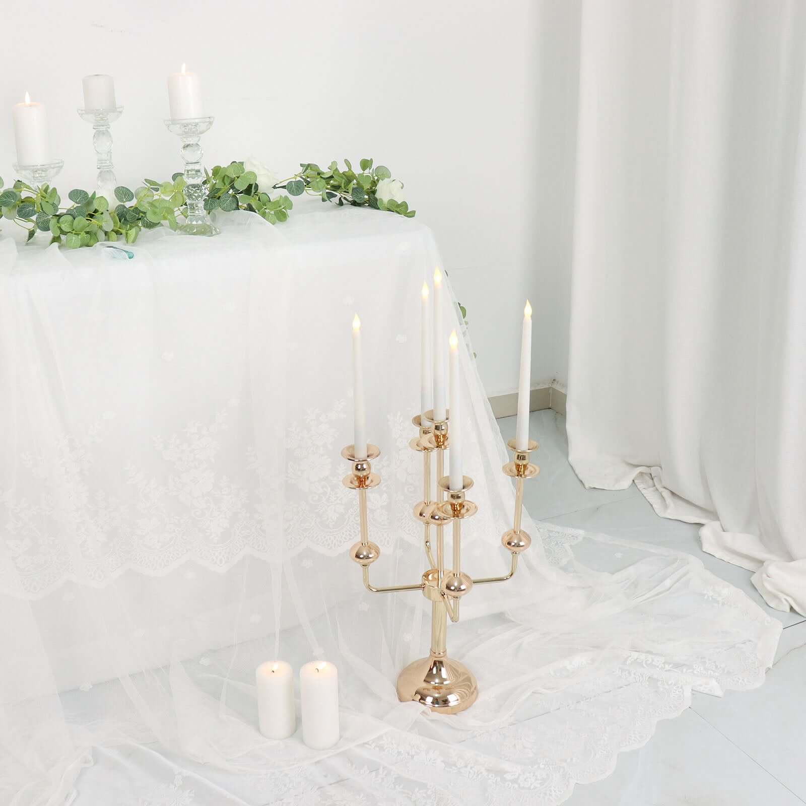 5-Arm Taper Candelabra Wedding Candle Holder Gold Metal Table Display - Perfect for Events 20