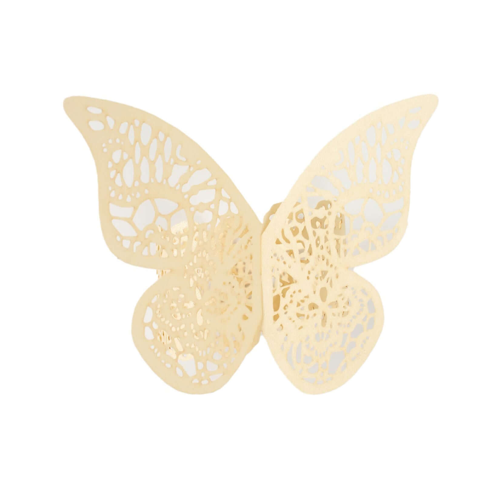 12-Pack Paper Napkin Rings Laser Cut Butterfly Ivory Shimmery - Decorative Serviette Holders