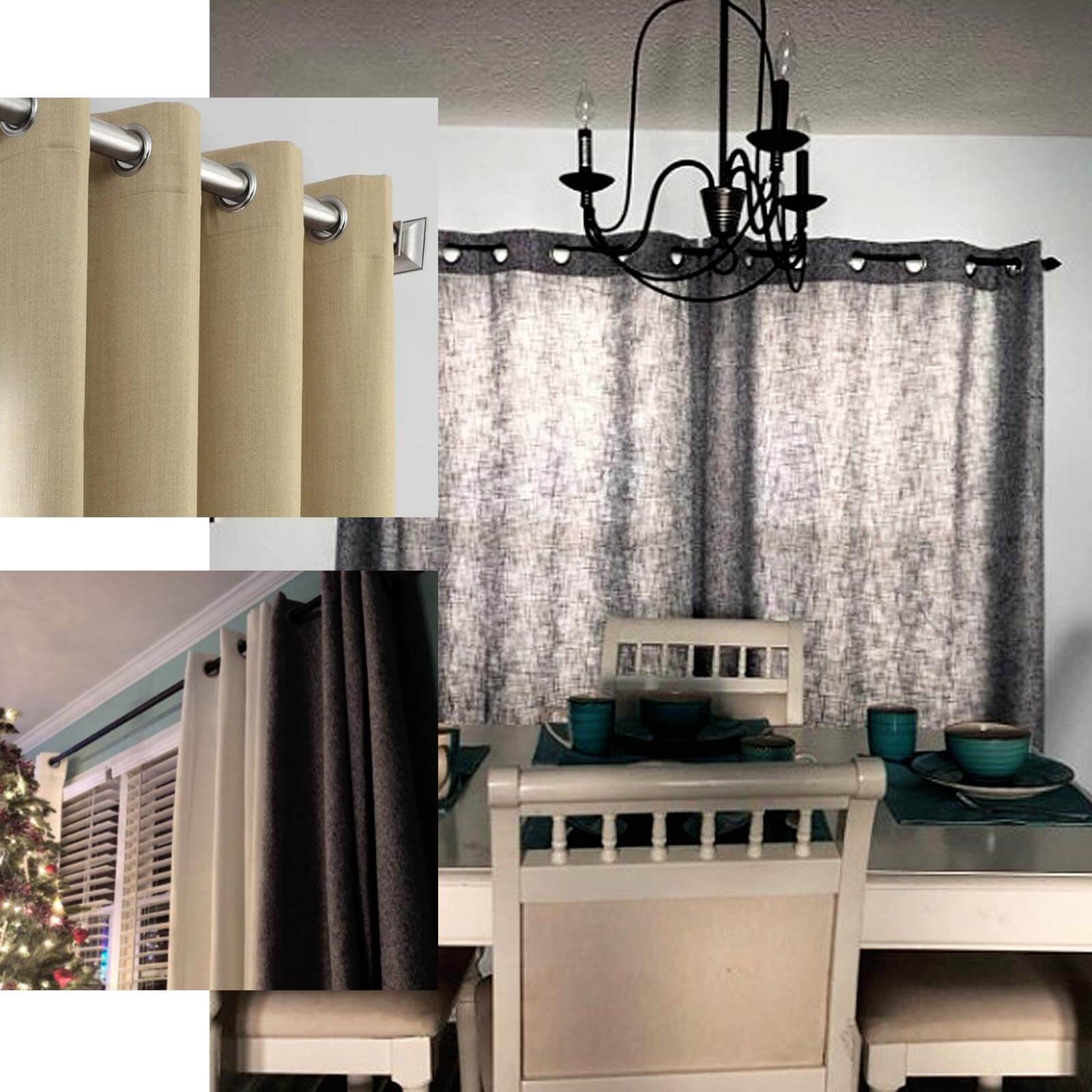 2 Pack Handmade Light Blue Faux Linen Curtains 52x64, Curtain Panels With Chrome Grommets