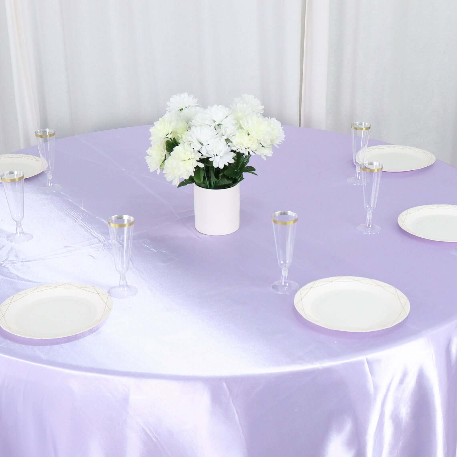 Satin 120 Round Tablecloth Lavender Lilac - Stylish Seamless Table Cover