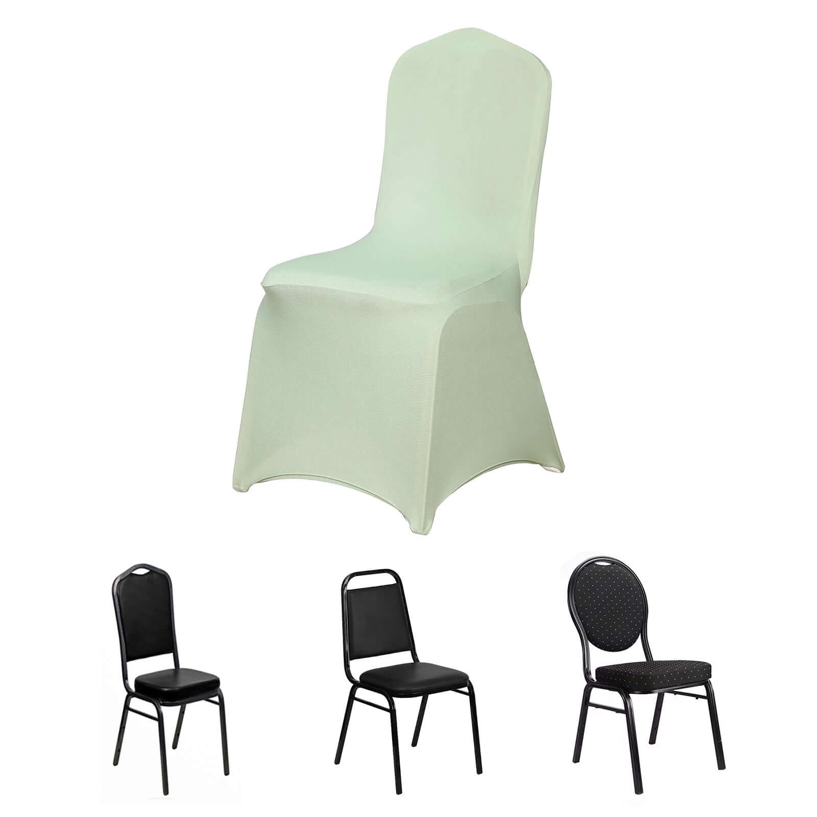 Spandex Chair Cover for Banquet Chairs Sage Green - Stretch 160GSM Fabric with Slip-On Slipcover