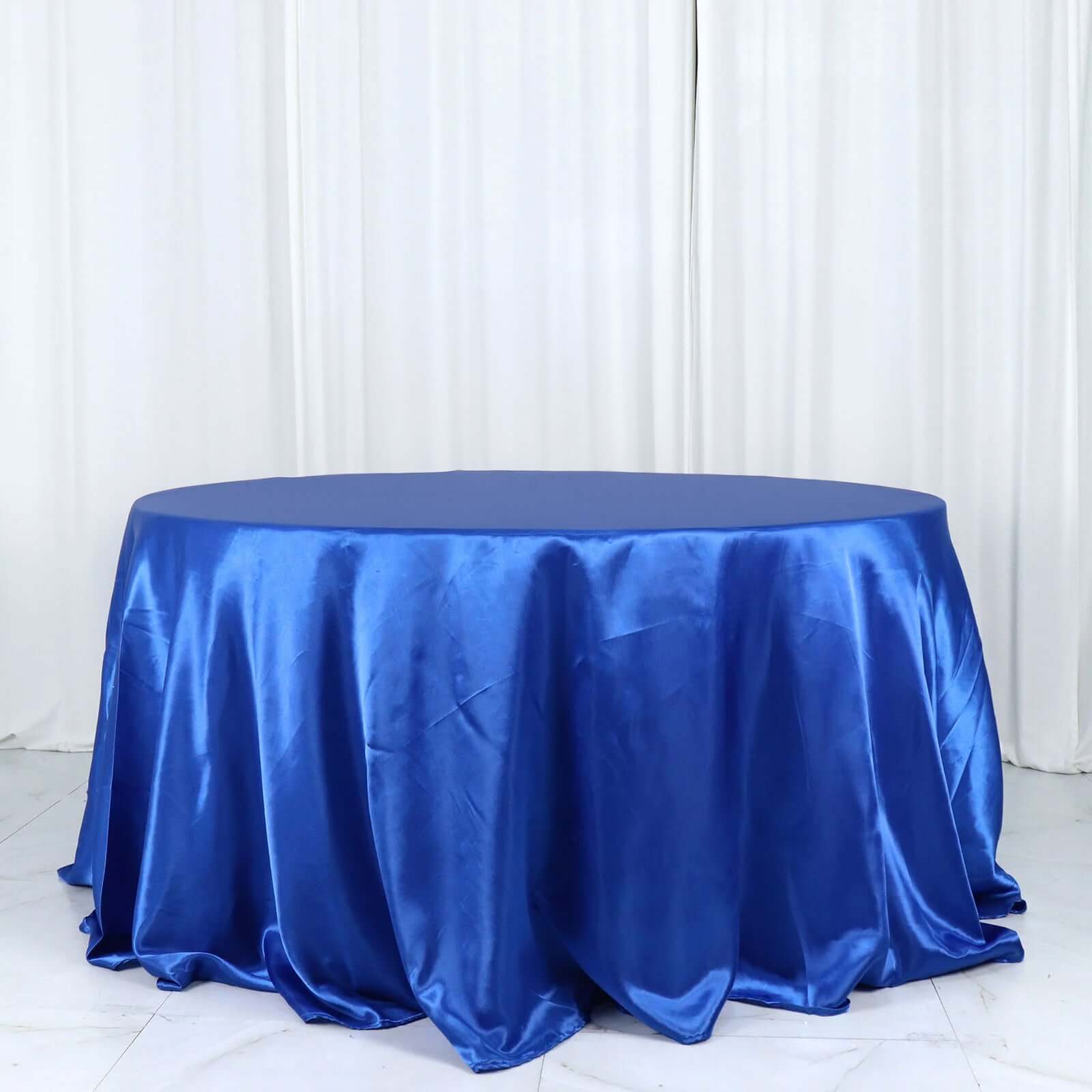 Satin 132 Round Tablecloth Royal Blue - Stylish Seamless Table Cover