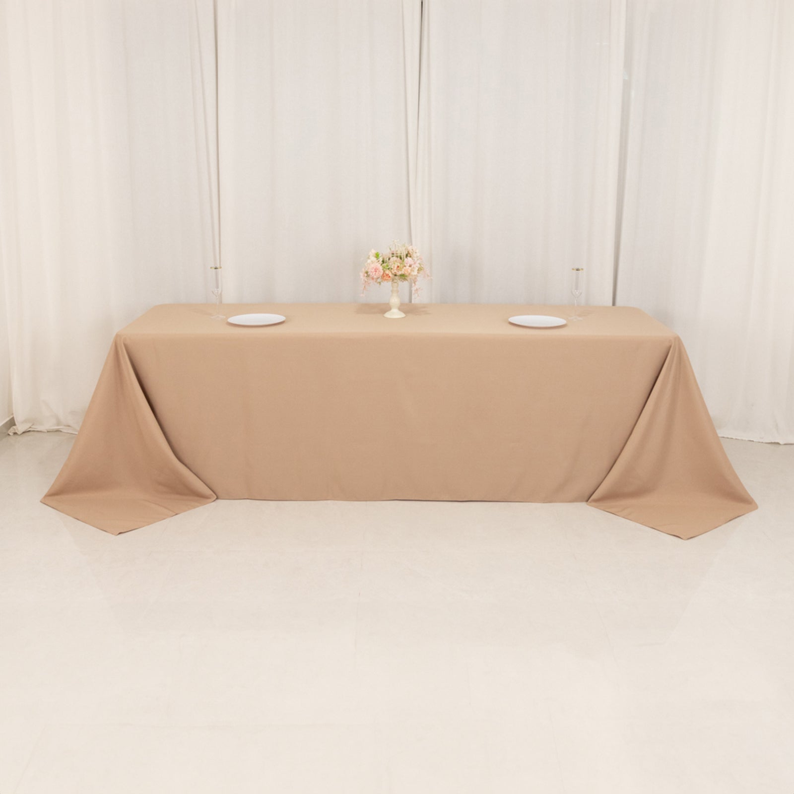 Premium Polyester 90x156 Rectangle Tablecloth Nude - Seamless 220GSM Stain-Resistant Table Cover