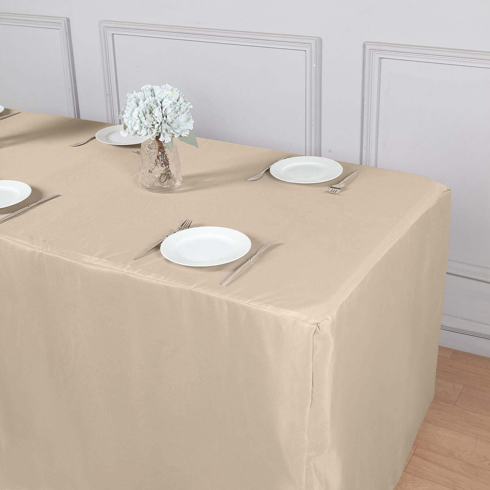 Fitted Polyester 96x30 Rectangle Tablecloth Nude - Durable and Easy to Maintain Table Cover