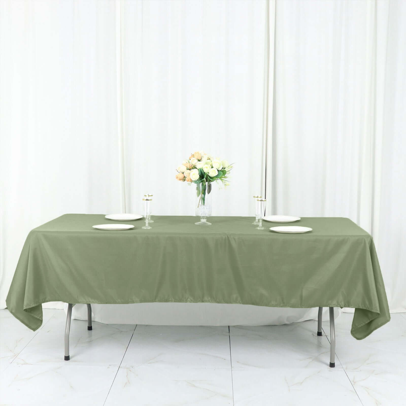 Polyester 60x126 Rectangle Tablecloth Dusty Sage Green - Wrinkle-Resistant Table Cover