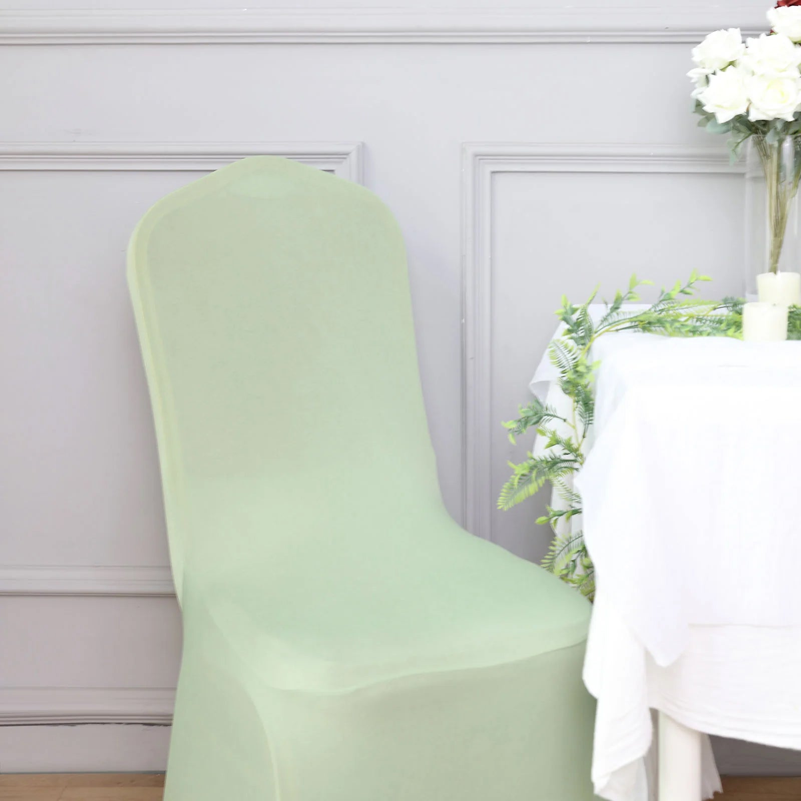 10 Pack Spandex Chair Covers for Banquet Chairs Sage Green - Durable Reusable Stretch Slip-On Covers