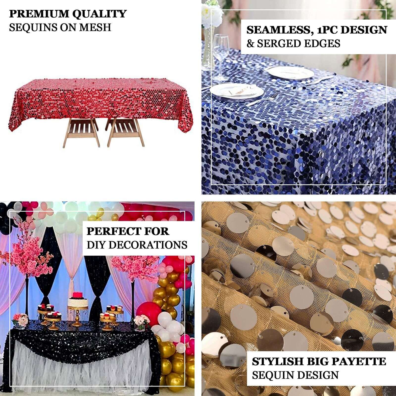 Sequin 60x102 Rectangle Tablecloth Hunter Emerald Green - Big Payette Design for Modern Gatherings