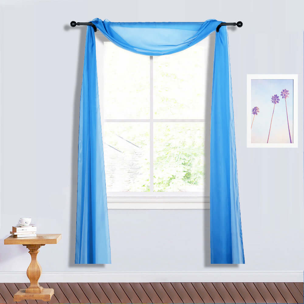 18ft Royal Blue Sheer Organza Wedding Arch Drapery Fabric, Window Scarf Valance