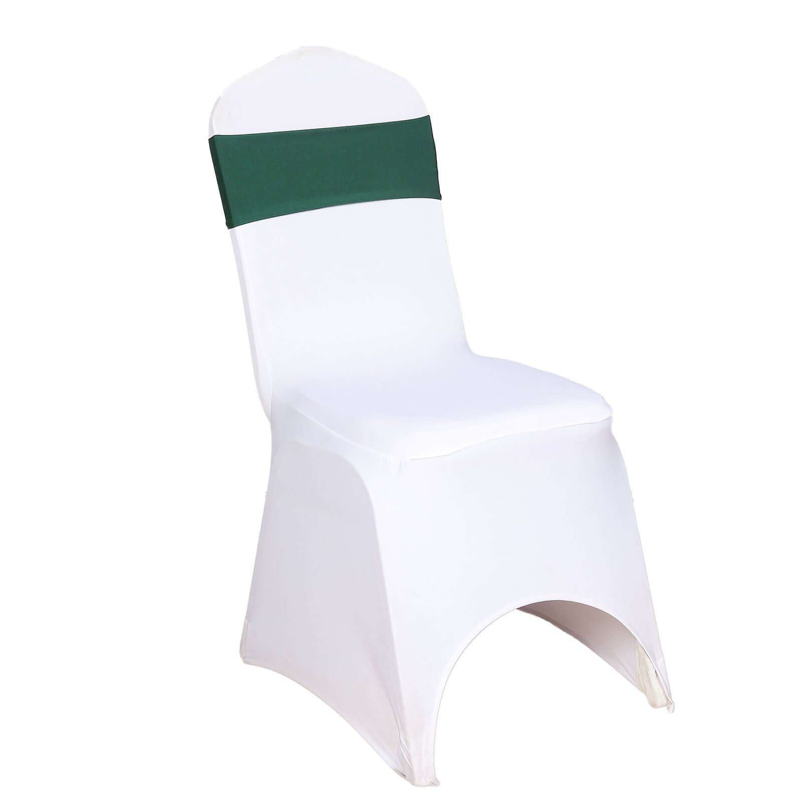 5 Pack Stretch Spandex Chair Sashes Hunter Emerald Green - Fitted Finish Two Ply Heavy Duty Chair Bands 5x12