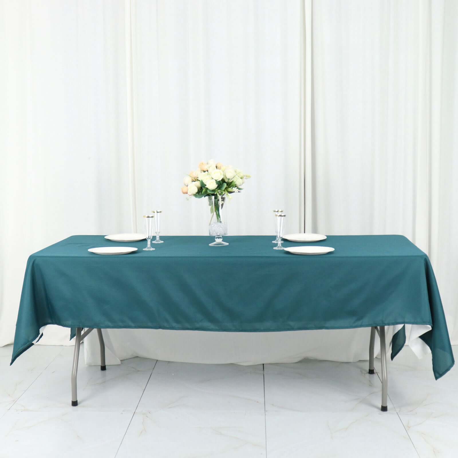 Polyester 60x102 Rectangle Tablecloth Peacock Teal - Durable and Stylish Table Cover