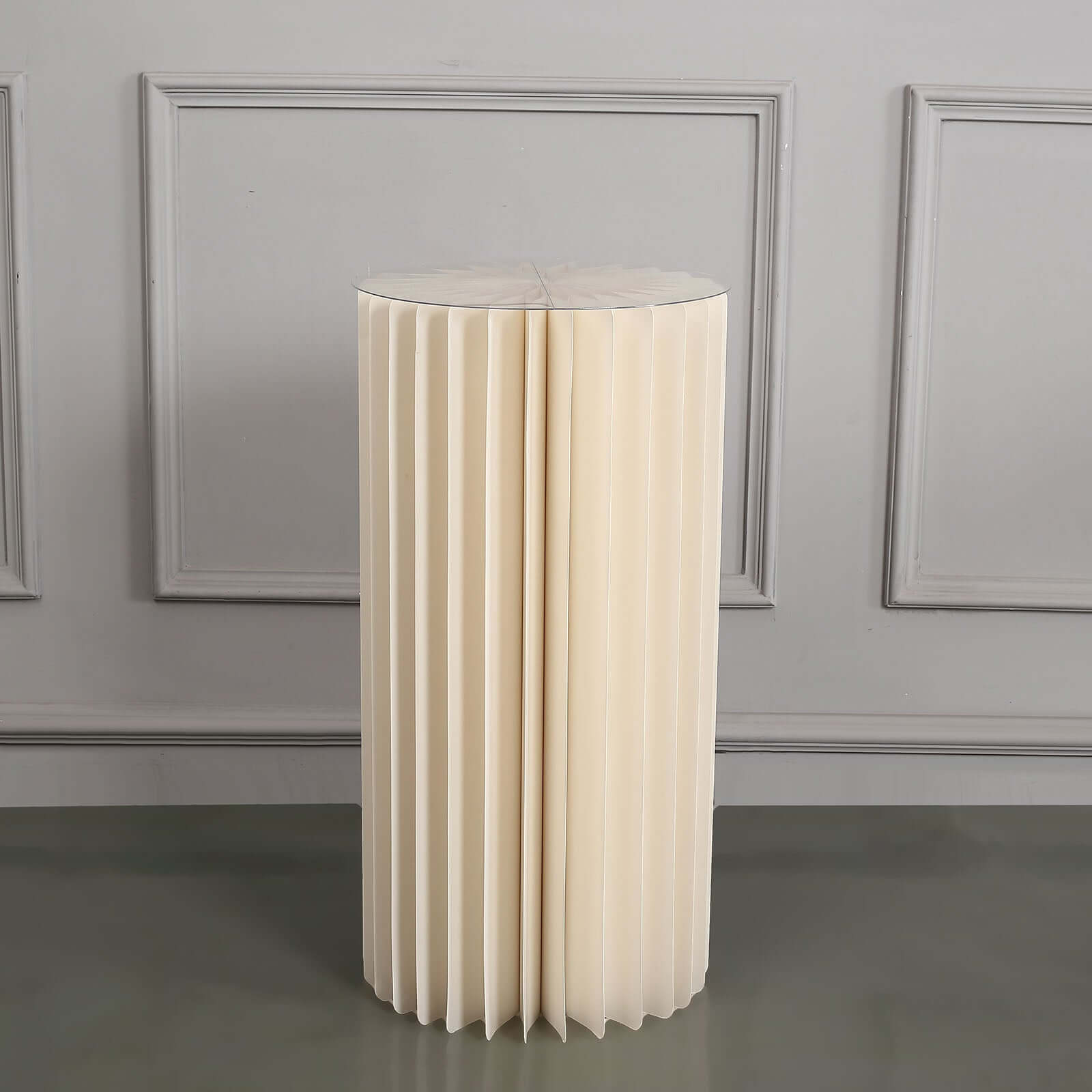 32 Ivory Cylinder Display Column Stand, Pillar Pedestal Stand With Top Plate