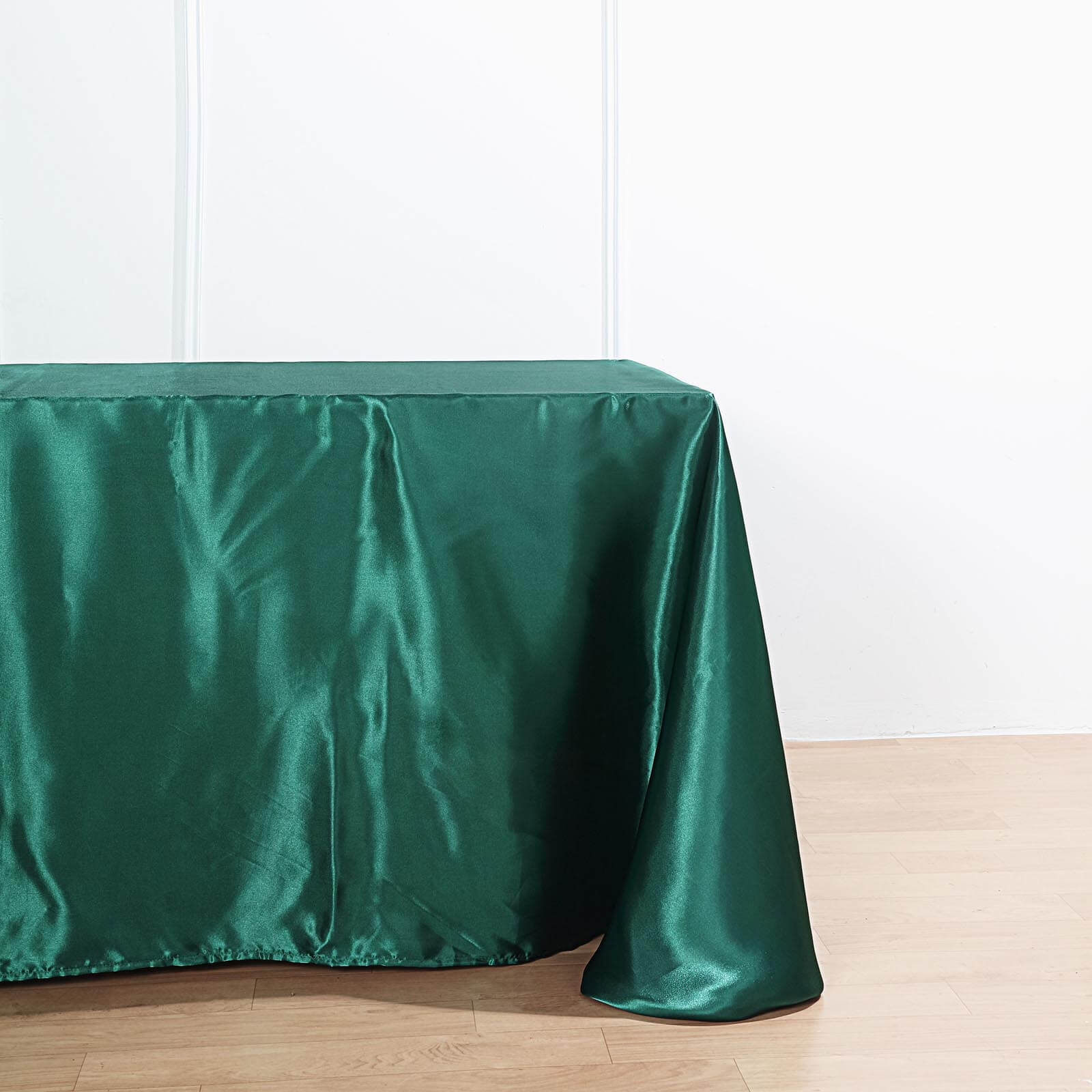 Satin Rectangular 90x156 Tablecloth Hunter Emerald Green - Seamless Table Cover