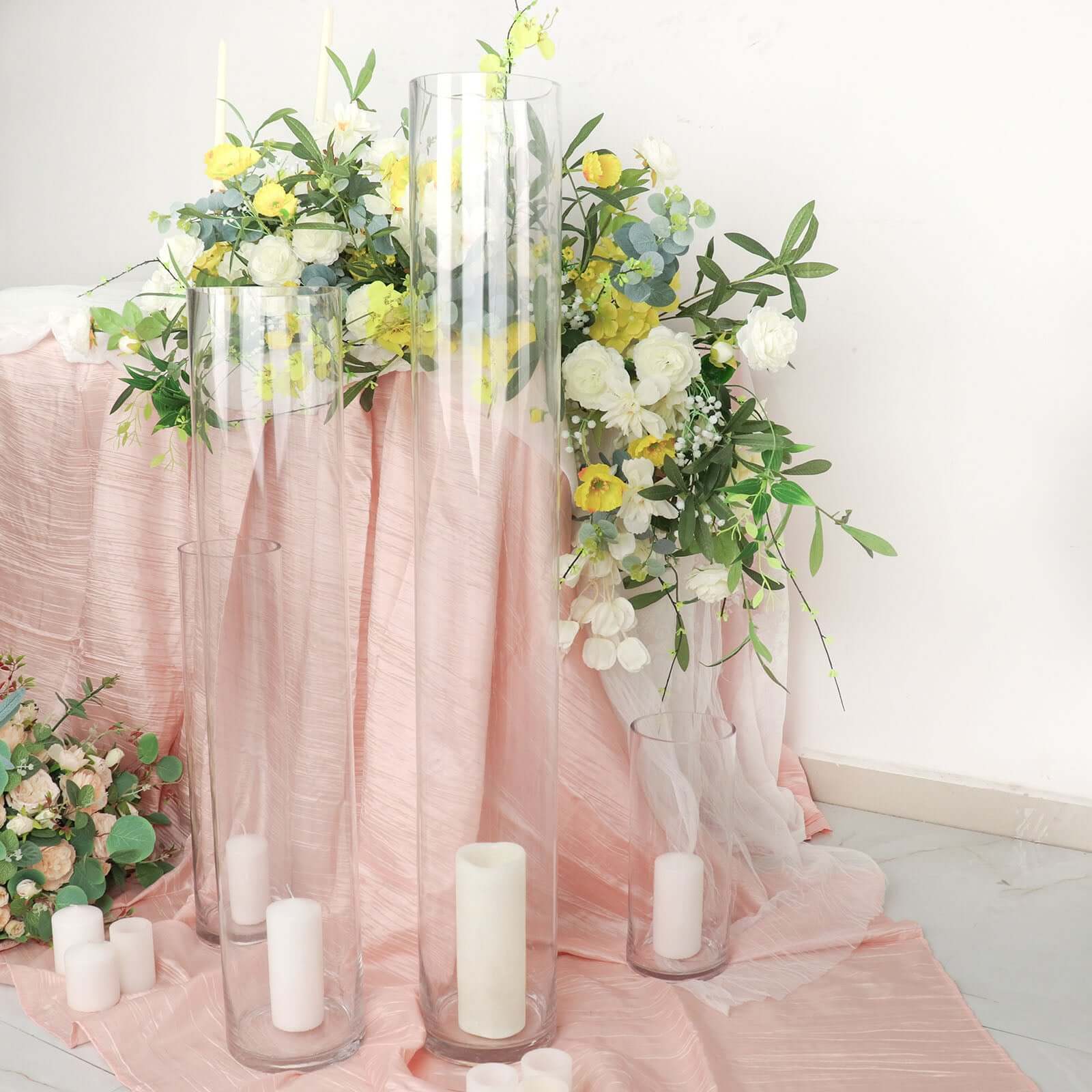 2-Pack Glass Flower Vases Cylinder Design Heavy Duty Clear - Stylish Centerpieces for Weddings 40