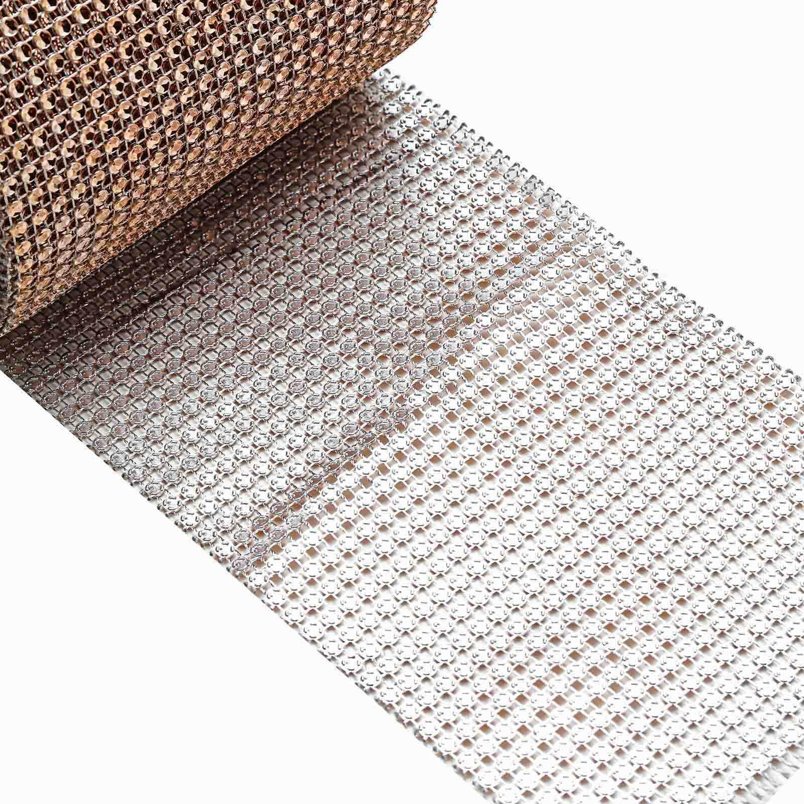 5x10 Yards Shiny Champagne Diamond Rhinestone Ribbon Wrap Roll, DIY Craft Decor