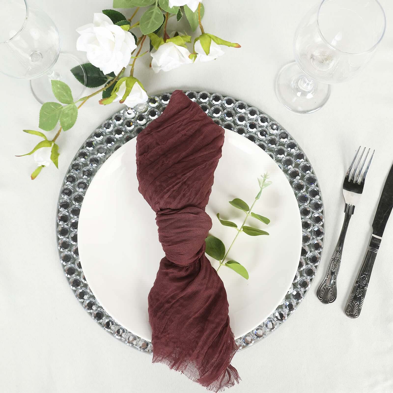 5 Pack Gauze Cheesecloth 24x19 Napkins Burgundy Reusable Dinner Napkins