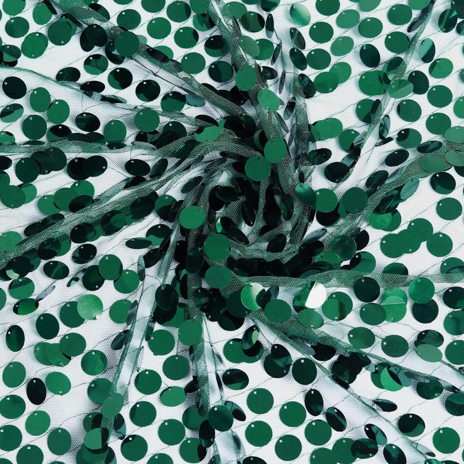 54x4 Yards Hunter Emerald Green Big Payette Sequin Fabric Roll, Mesh Sequin DIY Craft Fabric Bolt