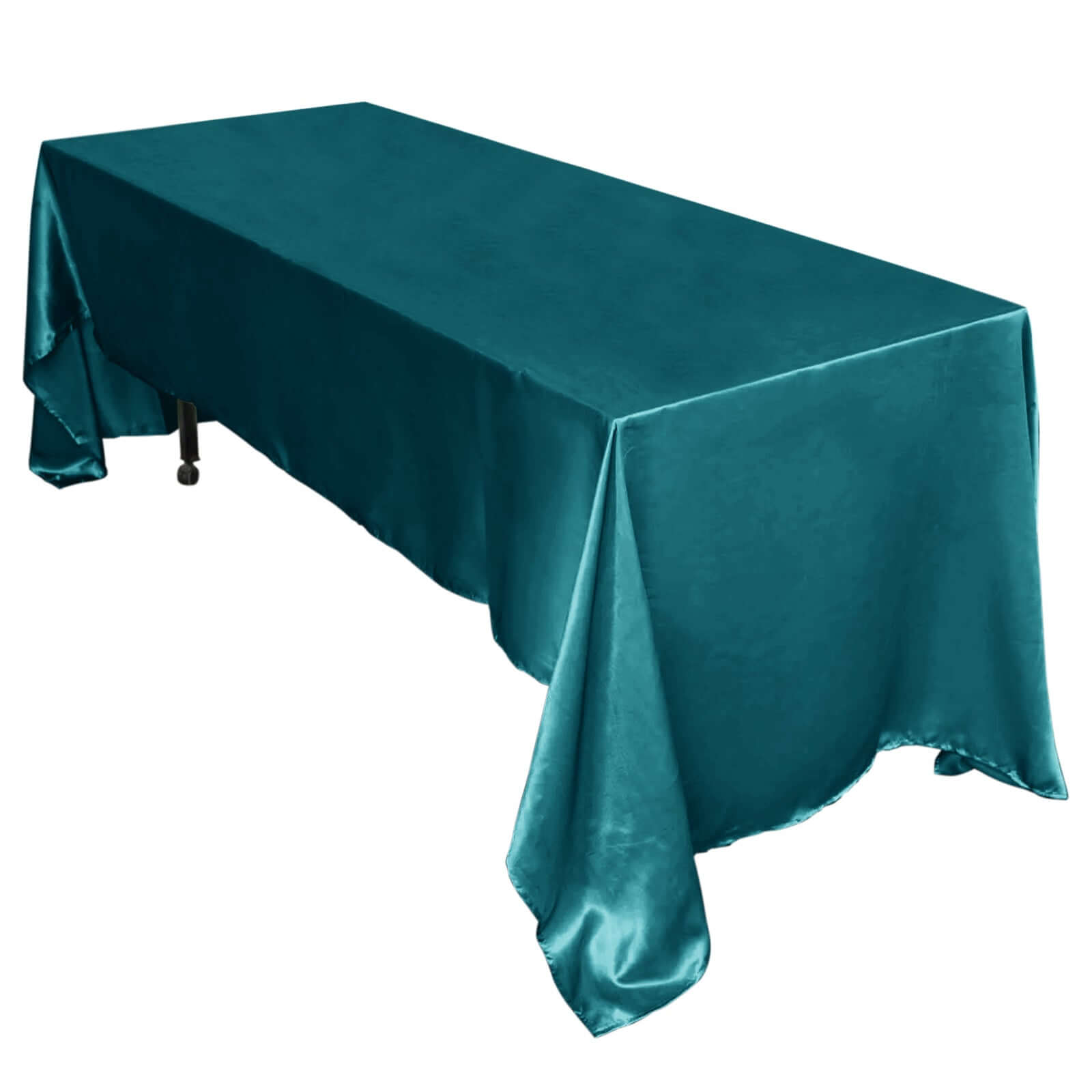 Satin Rectangular 60x126 Tablecloth Peacock Teal - Smooth and Lustrous Table Cover