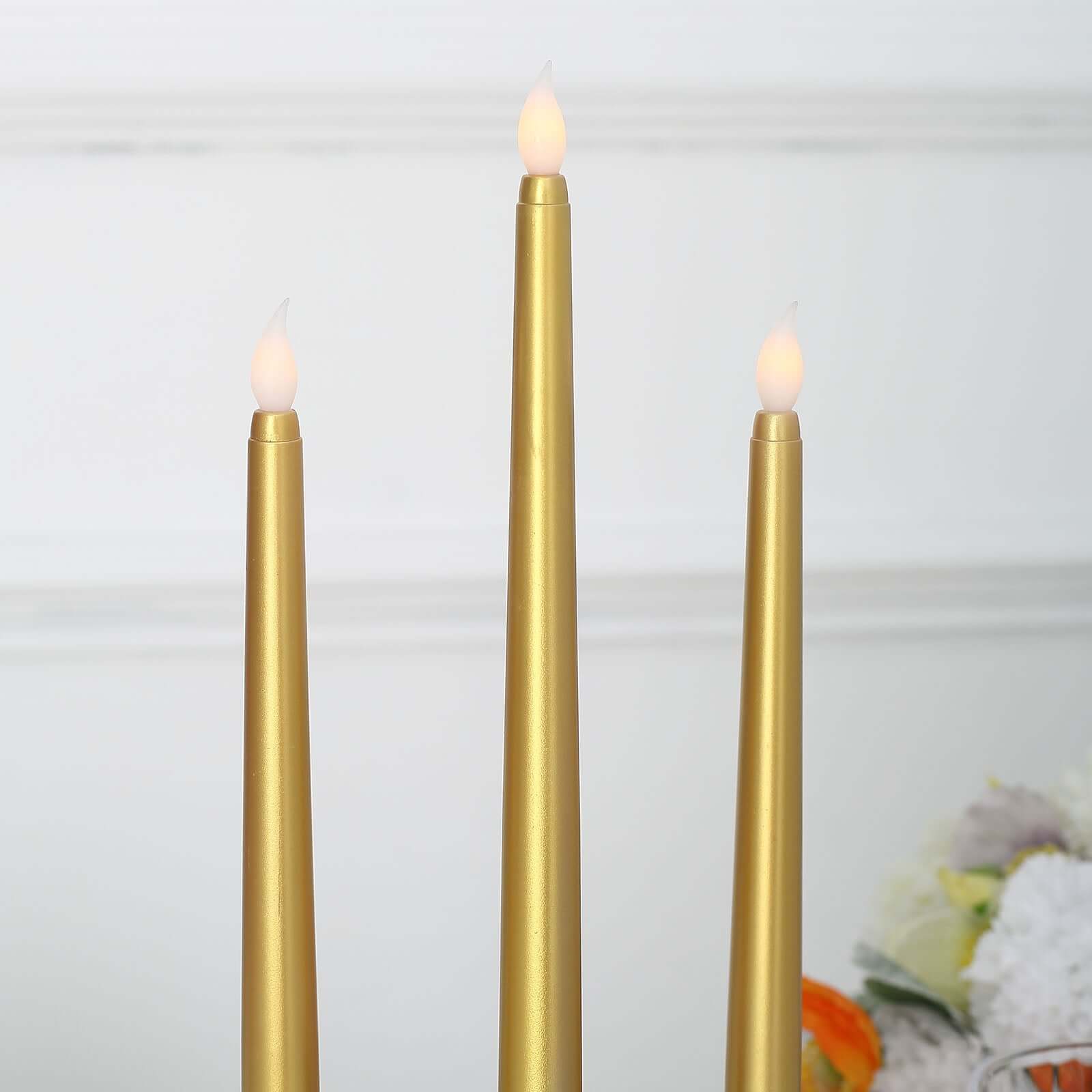 3-Pack LED Decorative Lighting Warm Flickering Gold - Flameless Taper Candles 11