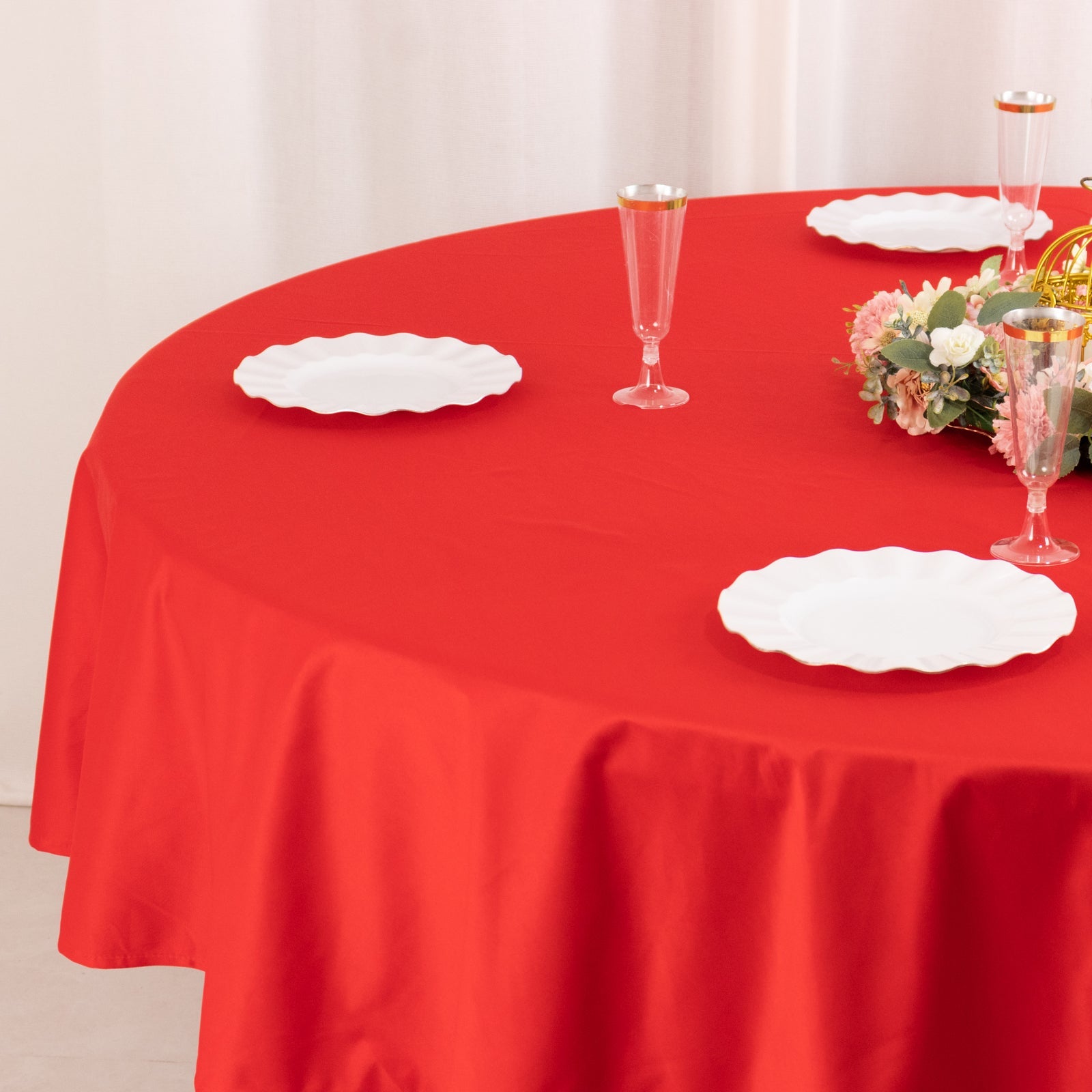 Premium Scuba Round 90 Tablecloth Red - Wrinkle Free & Stain Resistant Table Cover