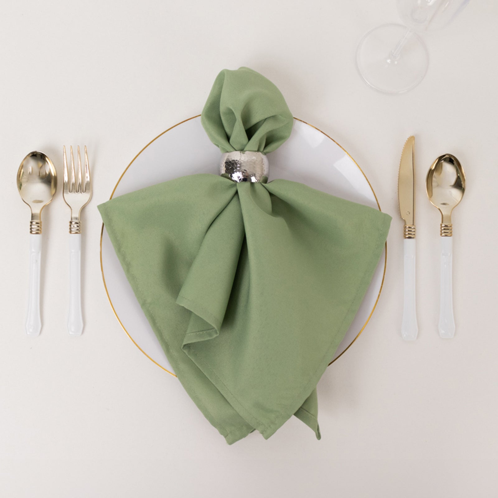 5 Pack Premium Polyester 20x20 Napkins Sage Green - Wrinkle-Resistant & Durable Dinner Napkins