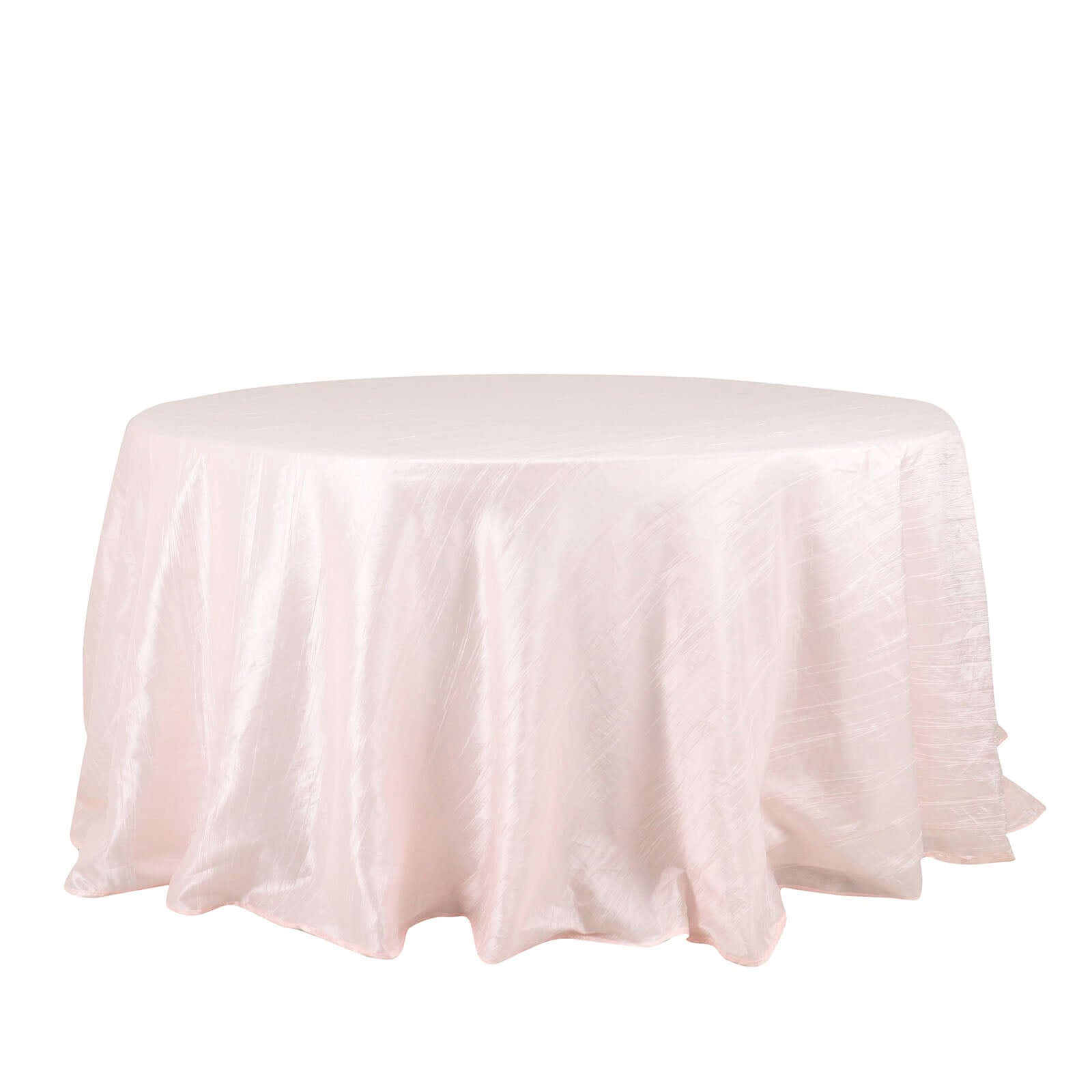 Taffeta 132 Round Tablecloth Blush - Seamless Accordion Crinkle Table Cover