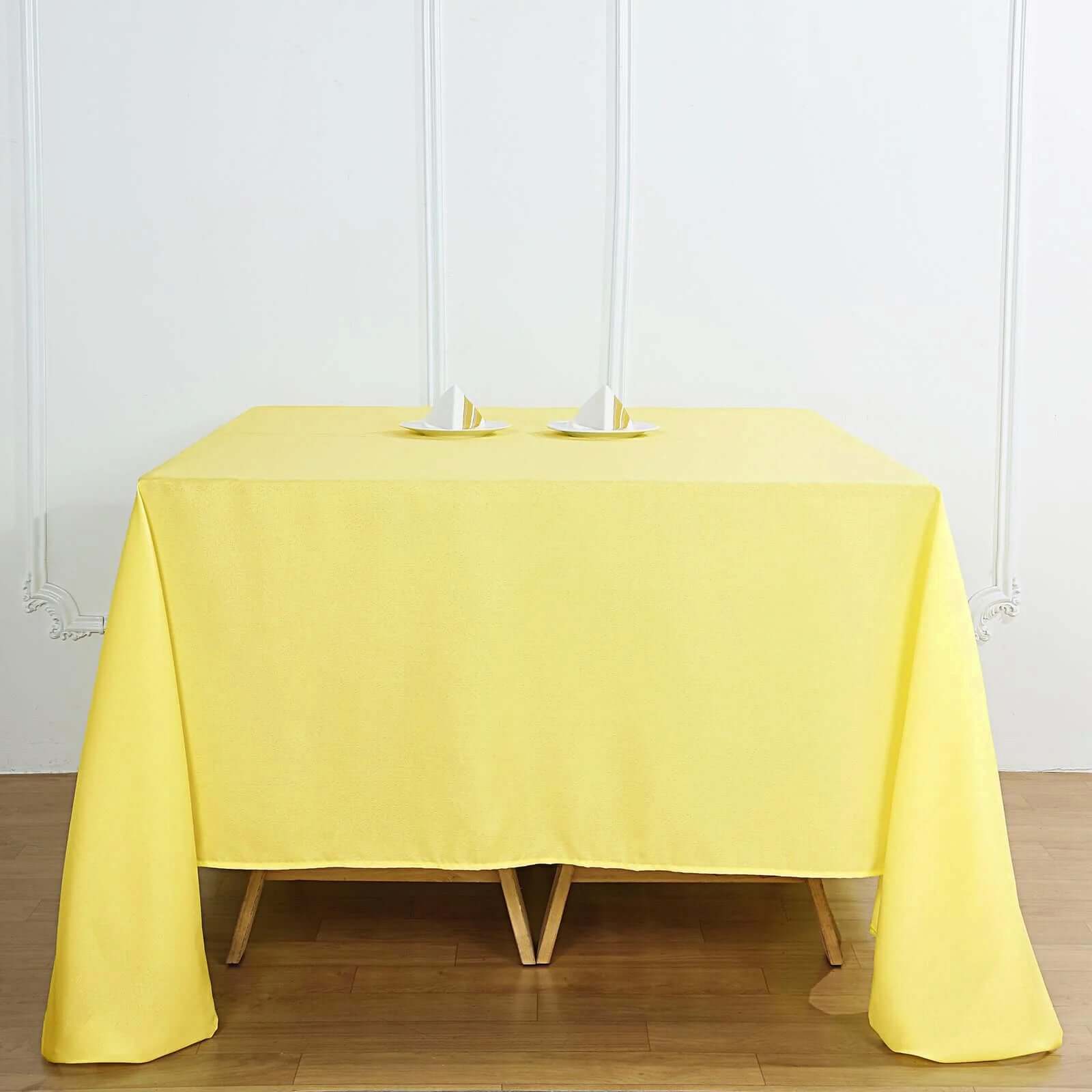 Polyester Square 90x90 Tablecloth Yellow - Wrinkle-Resistant & Durable Table Cover