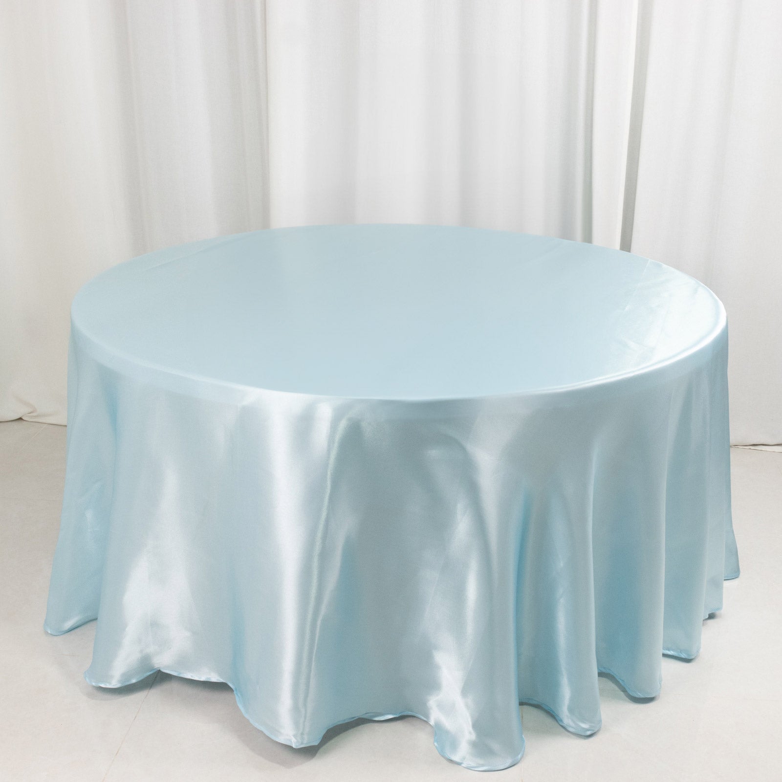 Satin 120 Round Tablecloth Light Blue - Stylish Seamless Table Cover