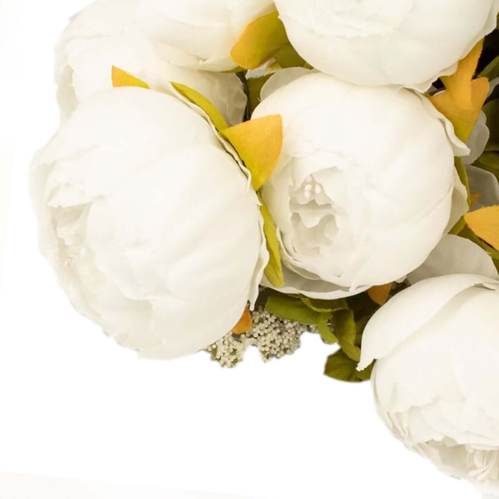 2 Pack 19 White Artificial Peony Flower Wedding Bouquets, Faux Silk Flower Arrangements
