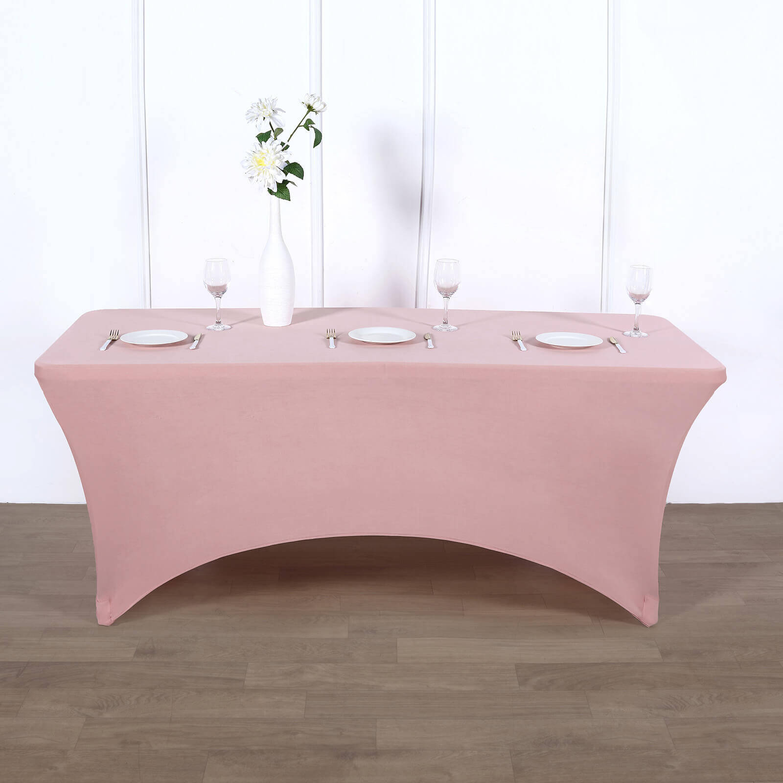 Stretch Spandex 96x30 Rectangle Table Cover Dusty Rose - Durable Form-Fitting Tablecloth