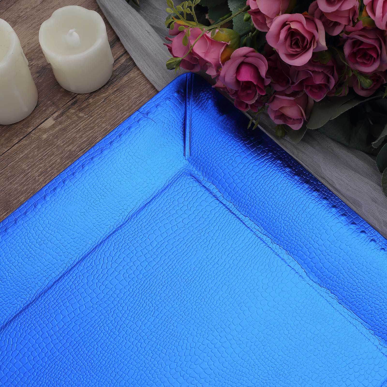 10-Pack Disposable Square Charger Plates in Royal Blue with Leather Like Texture - 1100GSM Durable Paper Chargers 13