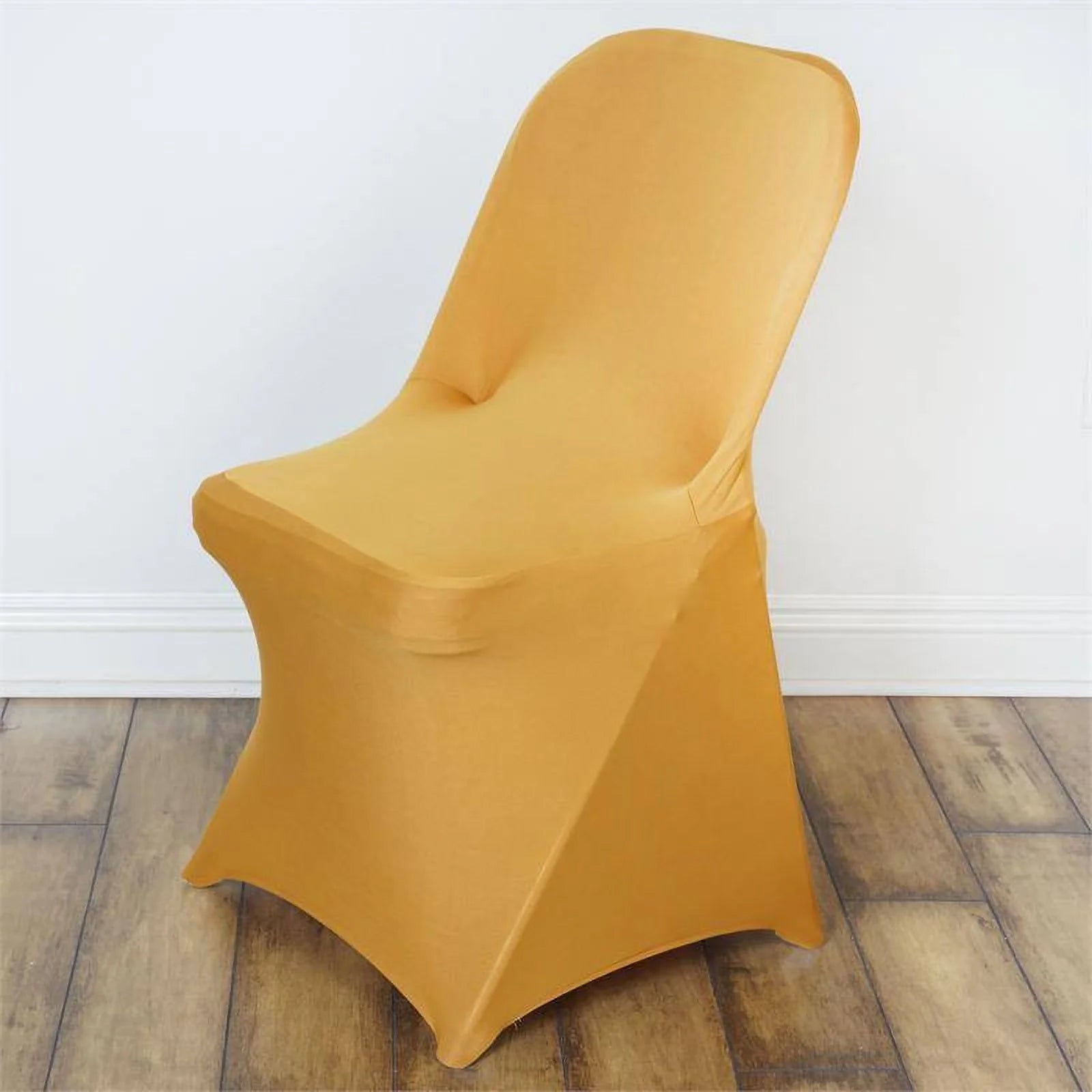 10 Pack Stretch Spandex Chair Covers Gold for Folding Chairs - Durable Perfectly 160GSM Fitted Slipcovers for Professional & Casual Events