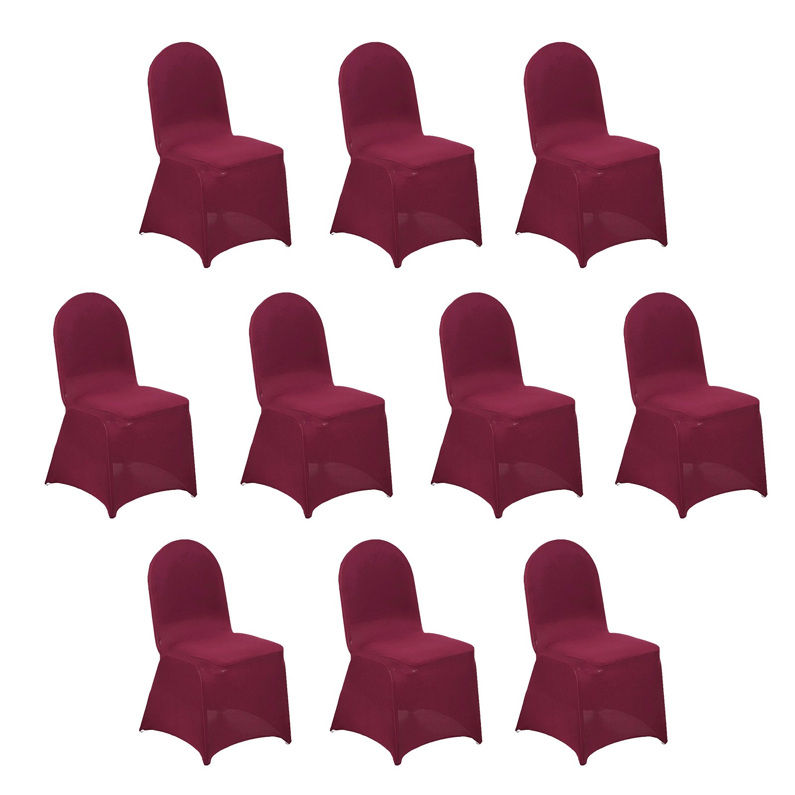 10 Pack Spandex Chair Covers for Banquet Chairs Burgundy - Durable Reusable Stretch Slip-On Covers