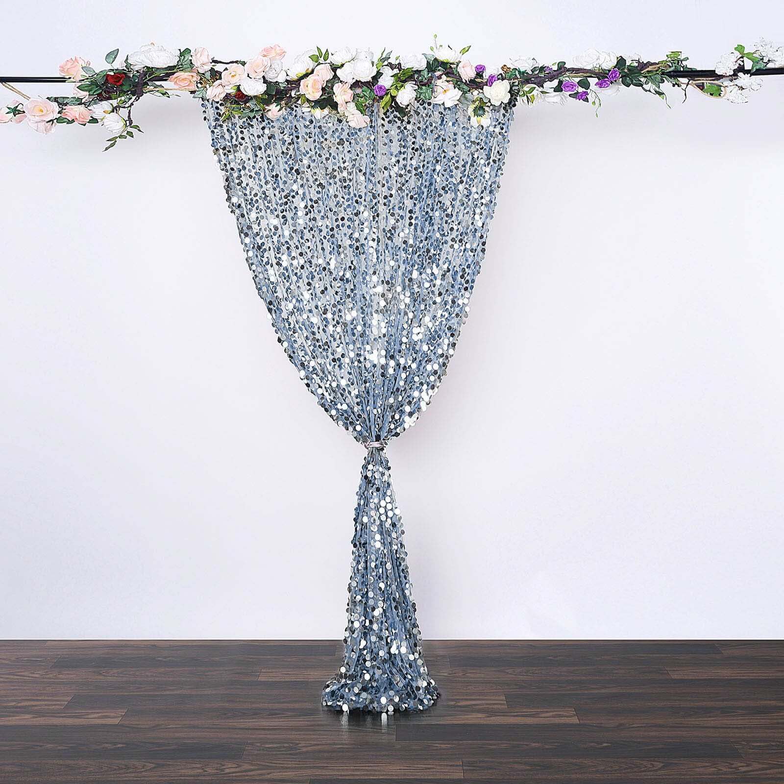 8ftx8ft Dusty Blue Big Payette Sequin Event Curtain Drapes, Backdrop Event Panel