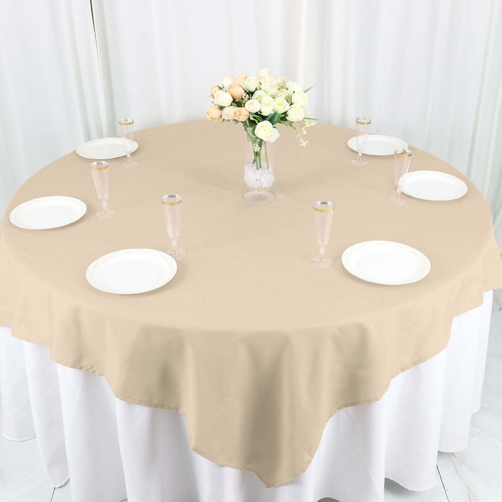 Polyester 70x70 Table Overlay Square Tablecloth - Wrinkle-Resistant & Durable Table Cover