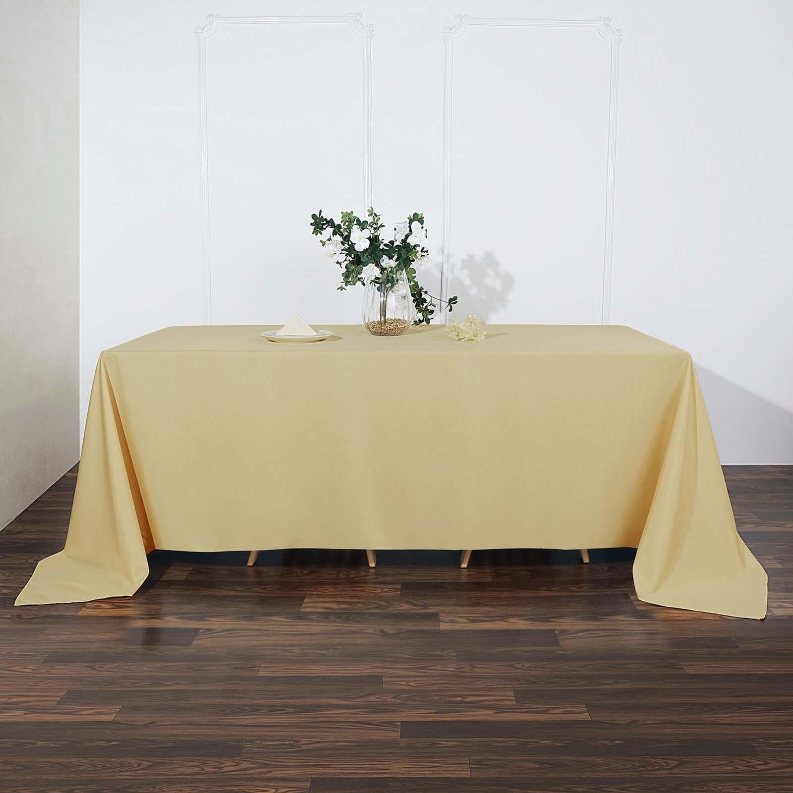 Polyester 90x132 Rectangle Tablecloth Champagne - Seamless Wrinkle-Resistant Table Cover