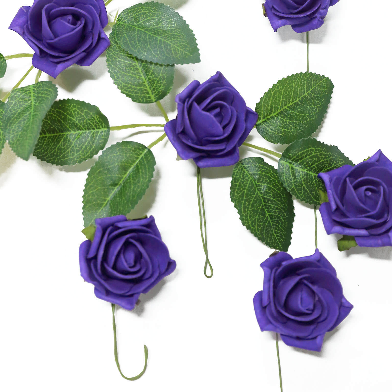 24 Roses 2 Purple Artificial Foam Flowers With Stem Wire and Leaves