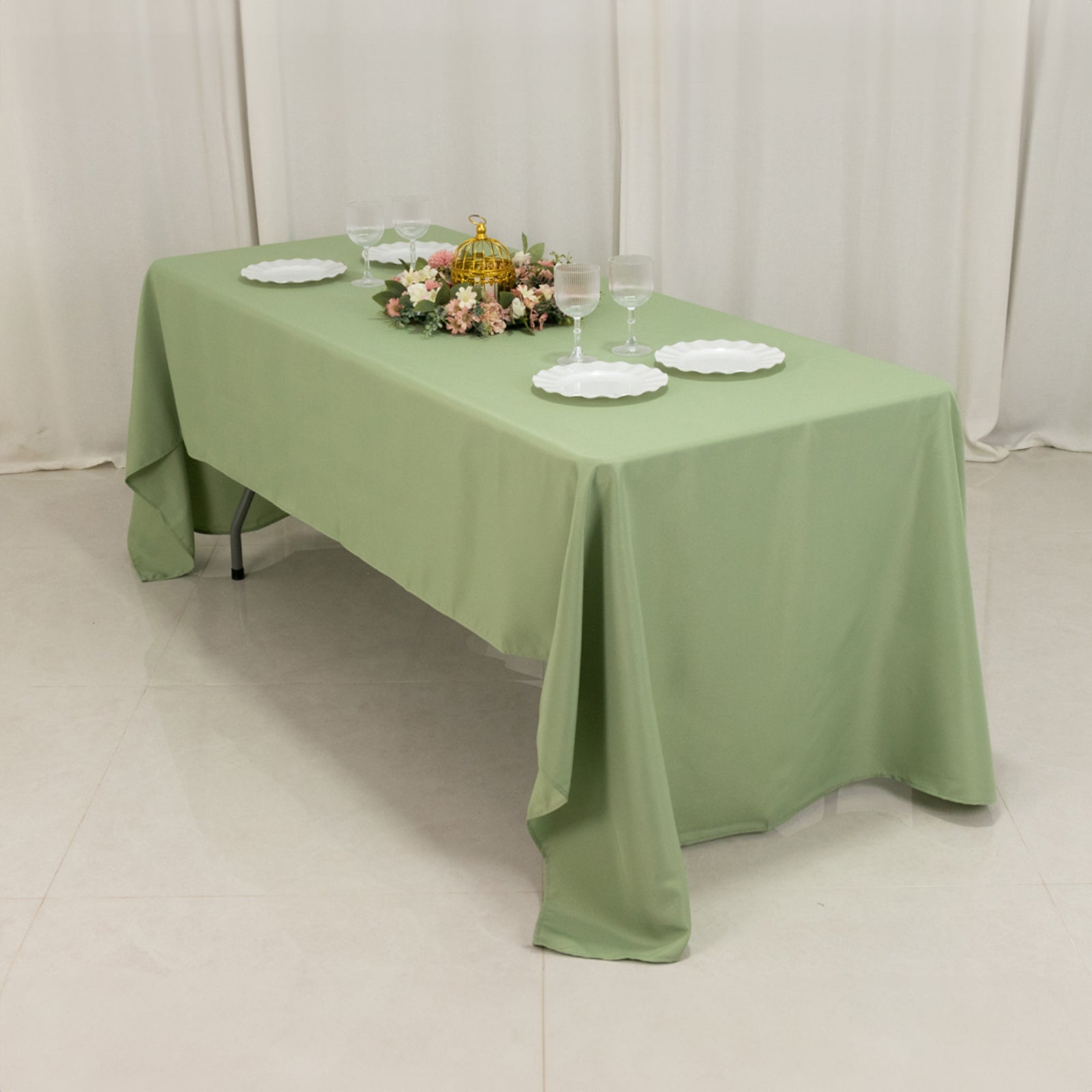 Premium Polyester 60x126 Rectangle Tablecloth Sage Green - Stain-Resistant 220GSM Finish Table Cover