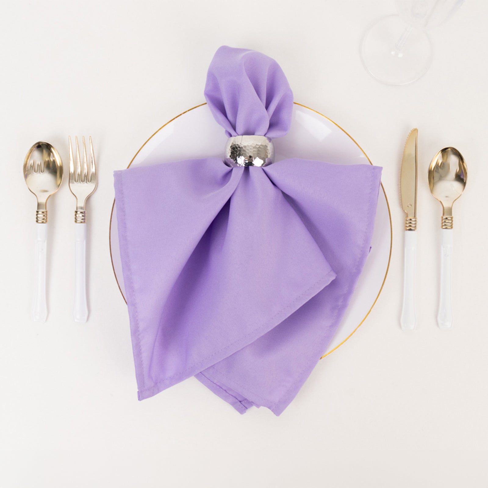 5 Pack Premium Polyester 20x20 Napkins Lavender Lilac - Wrinkle-Resistant & Durable Dinner Napkins