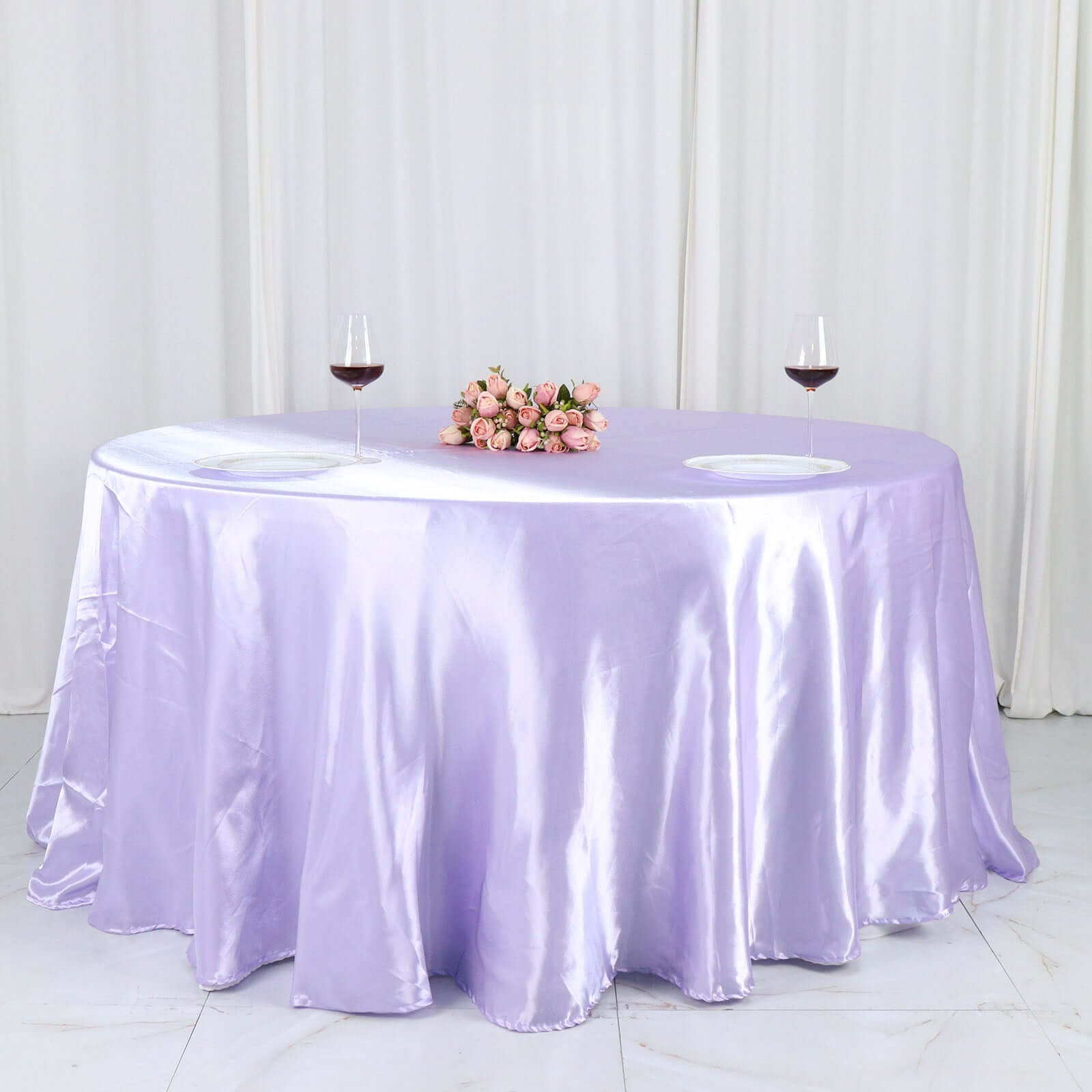 Satin 120 Round Tablecloth Lavender Lilac - Stylish Seamless Table Cover