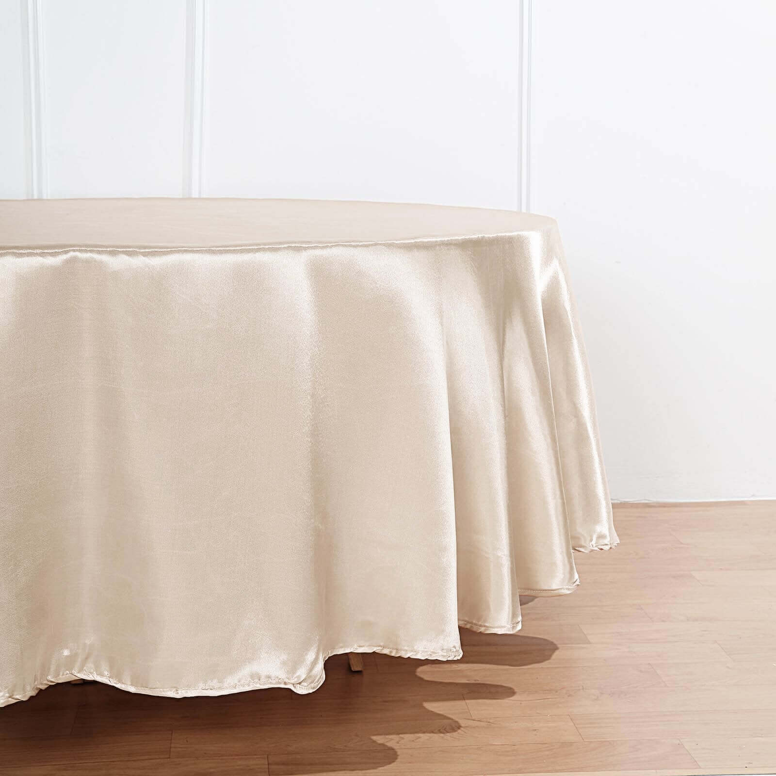 Satin 90 Round Tablecloth Beige - Smooth and Lustrous Table Cover