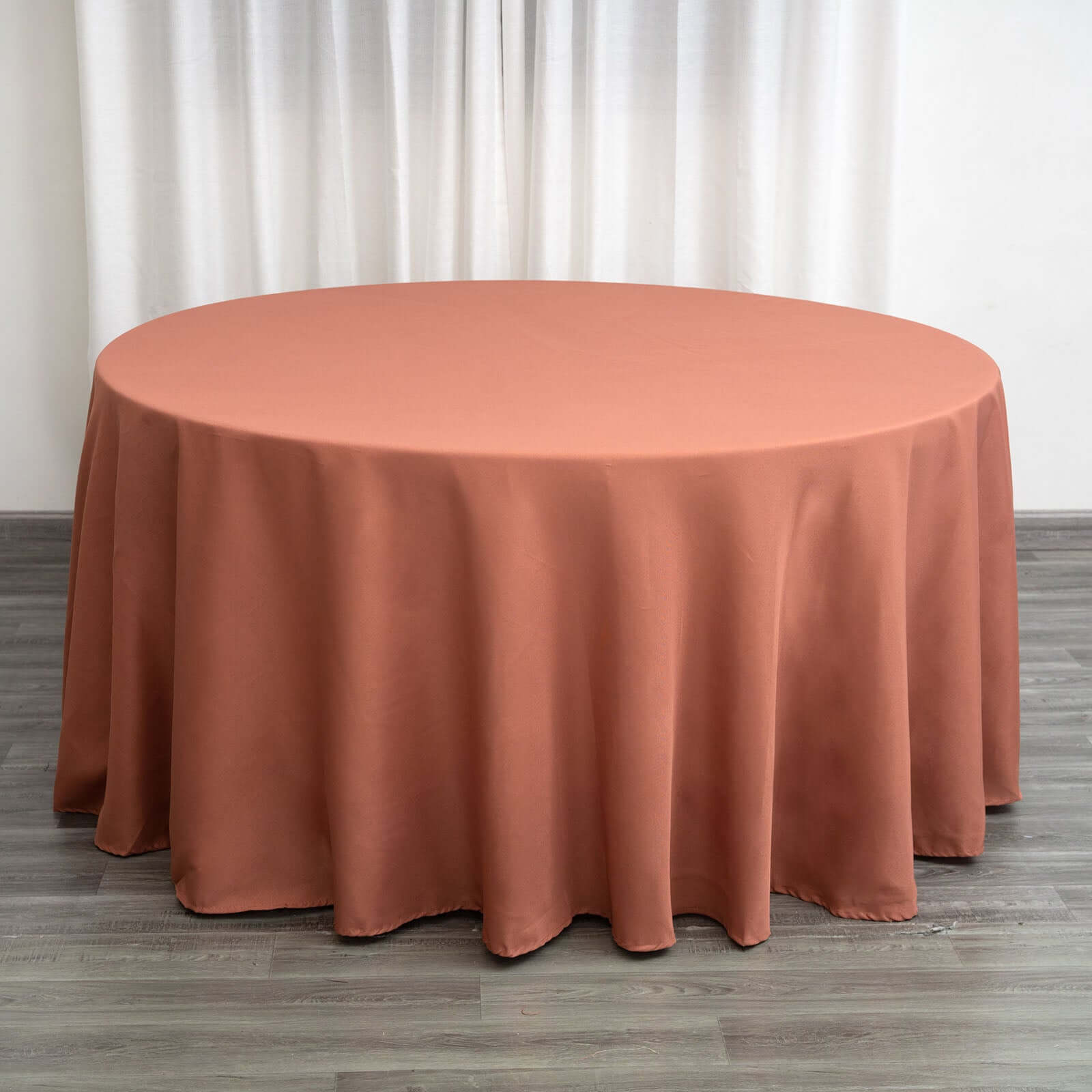 Polyester 120 Round Tablecloth Terracotta (Rust) - Seamless Wrinkle-Resistant Table Cover